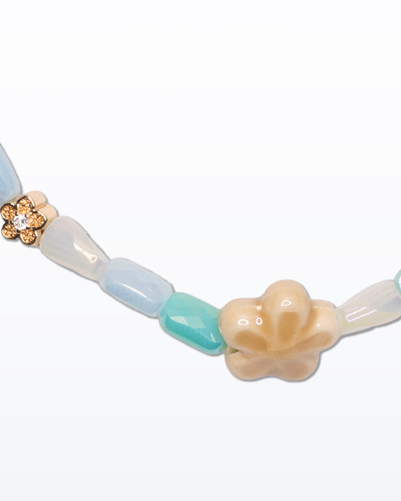 Millefiori – Bracciale con perline vetro e fiore ceramica